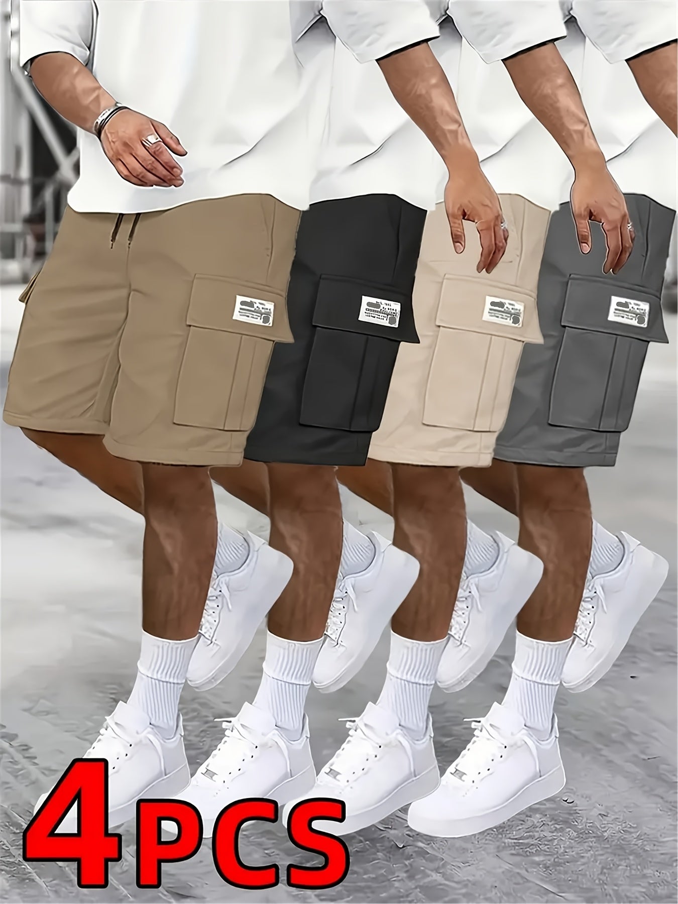 Men’s Casual Loose Workwear Shorts – 4-Pack