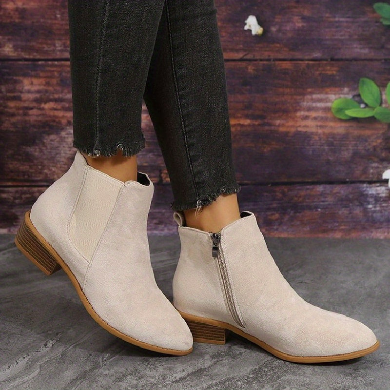 Step into Style and Comfort – Pointed Toe Ankle Boots with Chunky Heels