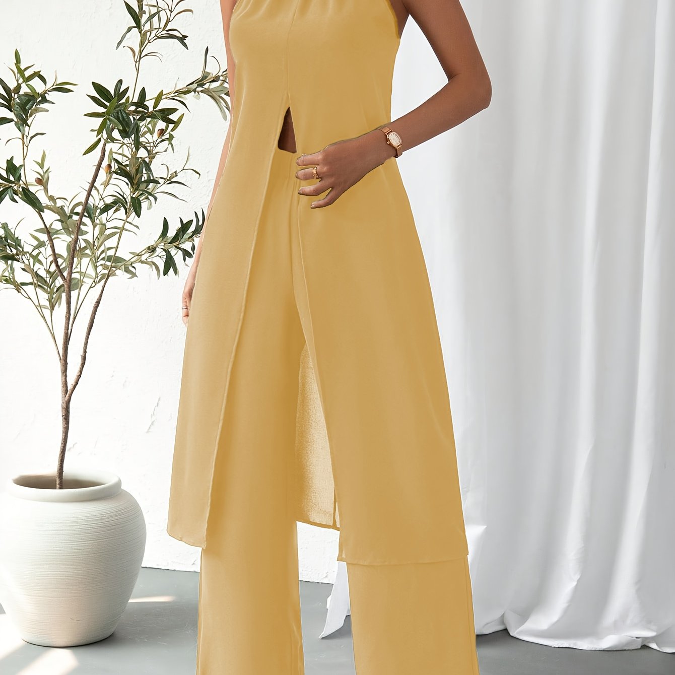 Elegant Casual Solid Color Women's Camisole 2pcs Set