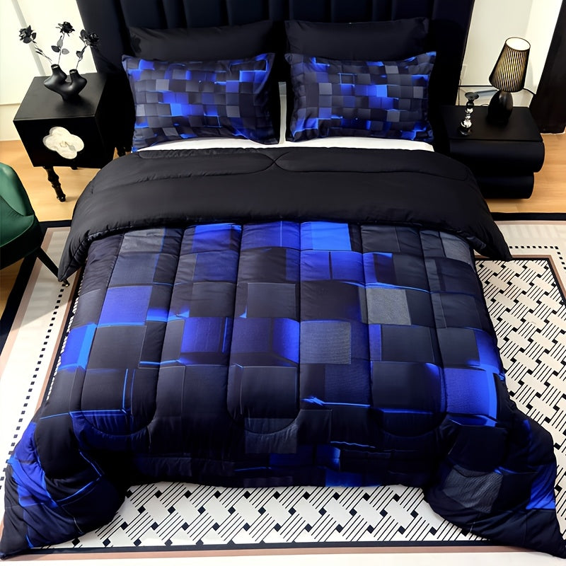 3-Piece Super Soft Fashion Grid Quilt Set