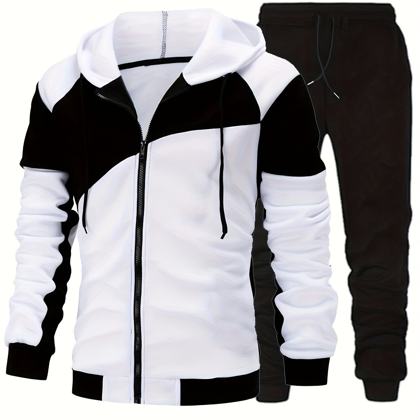 Autumn Winter Men's Zipper Hoodie Suit-Fleece Hoodie Men's Casual Sportswear Set