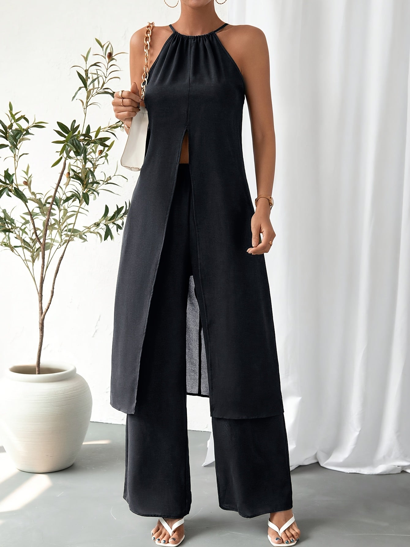 Elegant Casual Solid Color Women's Camisole 2pcs Set