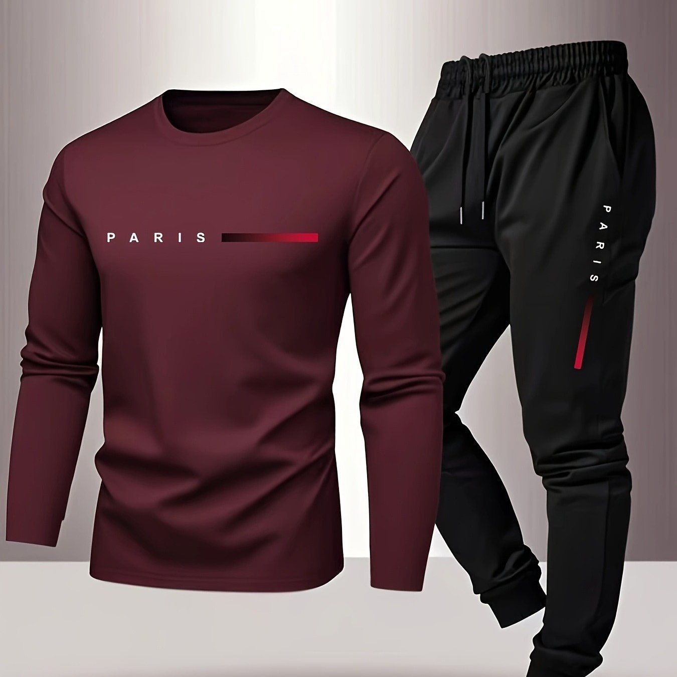 Men's Casual Fashionable Breathable Printed Loungewear Pants Set