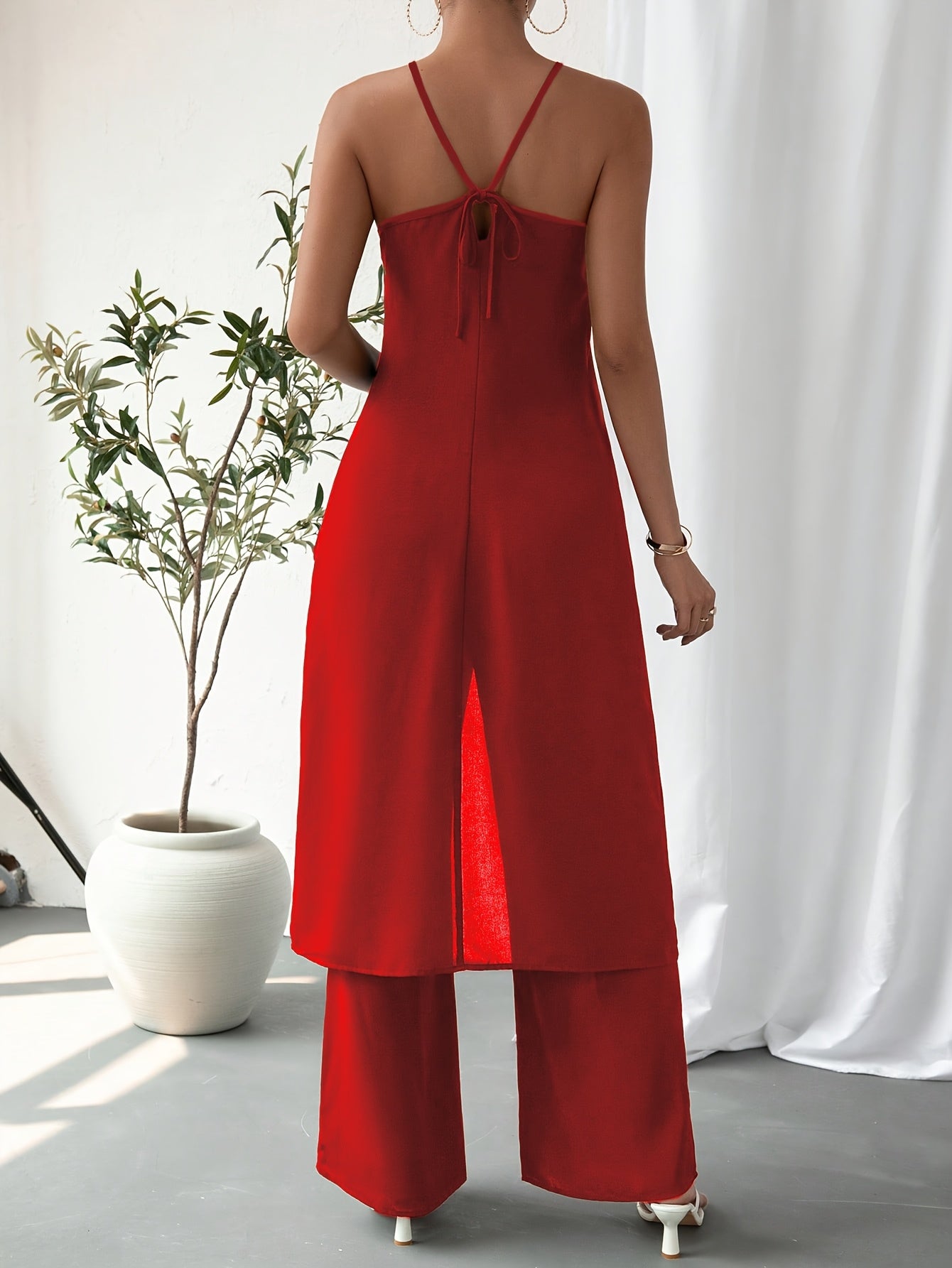 Elegant Casual Solid Color Women's Camisole 2pcs Set