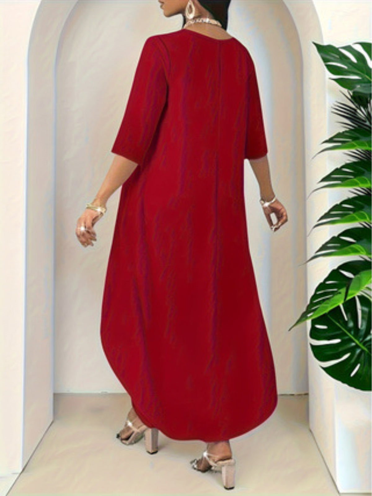 Plus Size Women’s Loose Mid-Sleeve Casual & Elegant Versatile Slim-Fit Top  Product description
