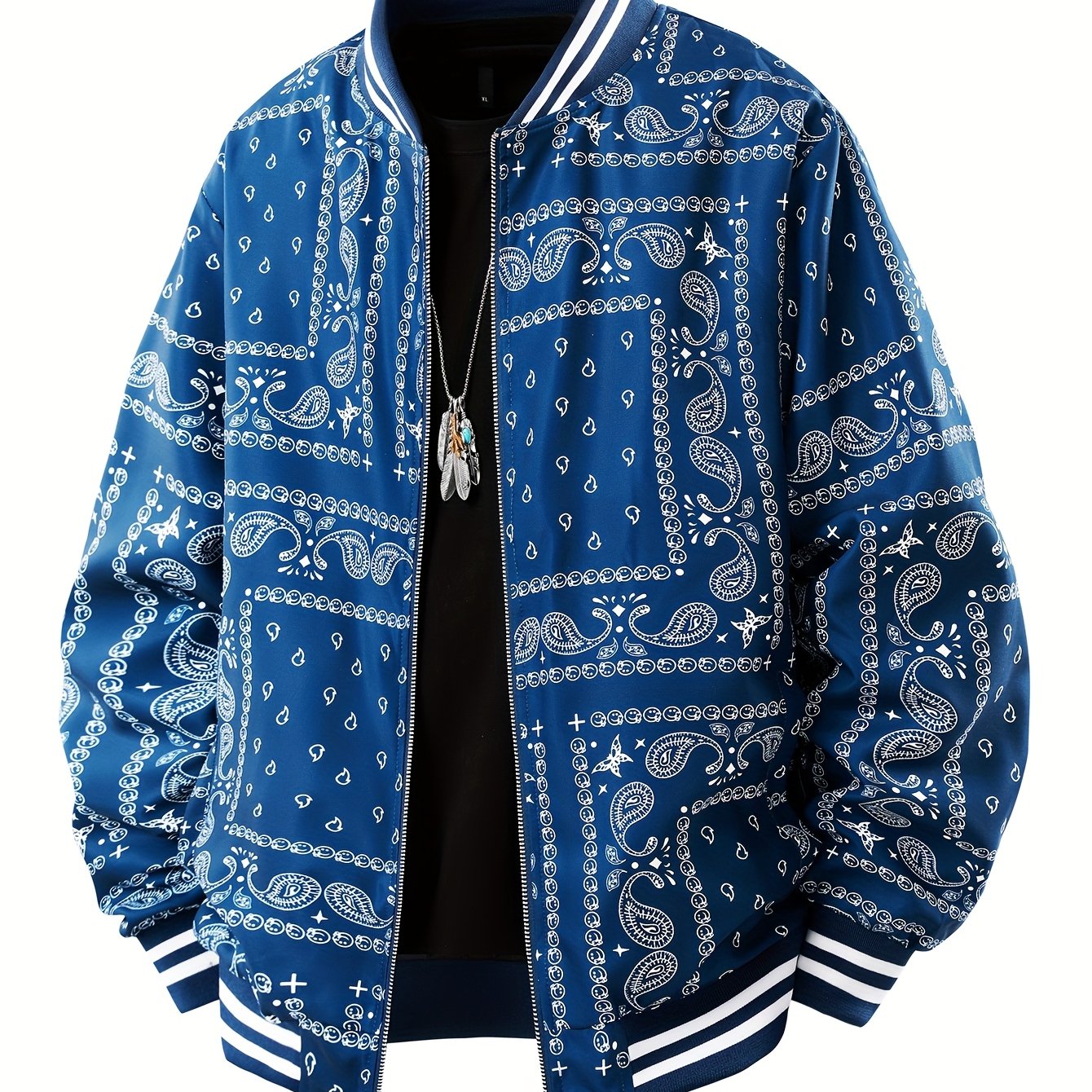 Men’s Vintage-Inspired Paisley Bomber Jacket