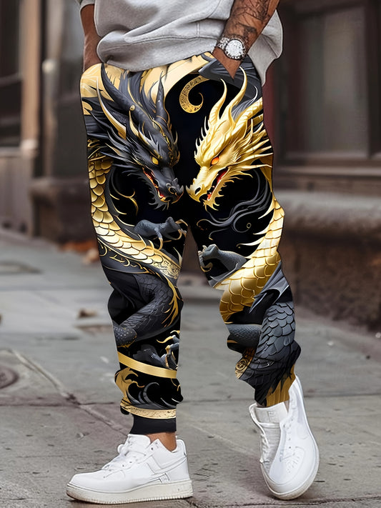 Unleash Bold Style with 3D Dragon Print Joggers