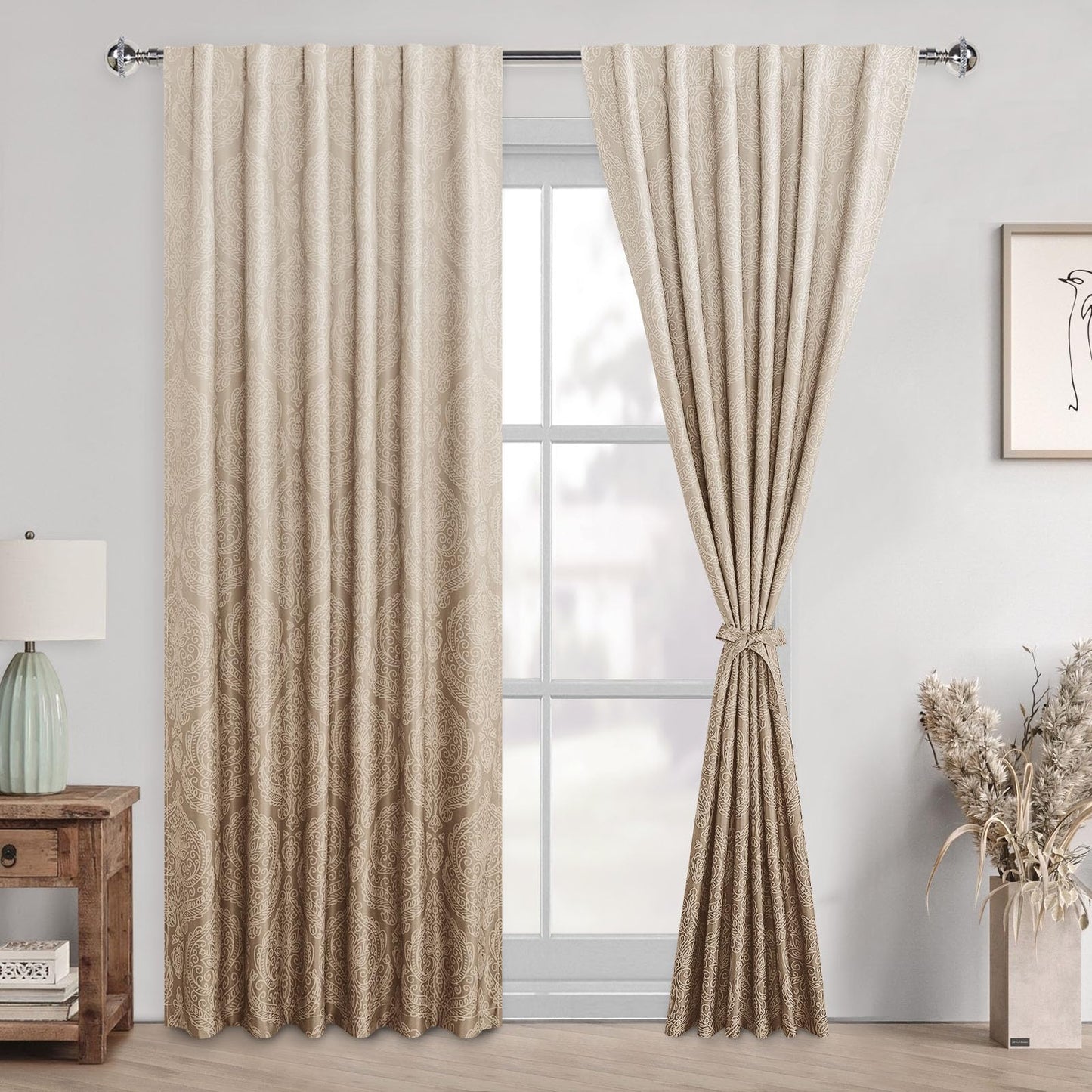 DWCN Ombre Blackout Curtains with Tiebacks – Set of 2 Panels