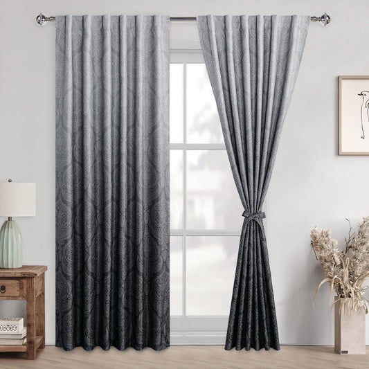 DWCN Ombre Blackout Curtains with Tiebacks – Set of 2 Panels