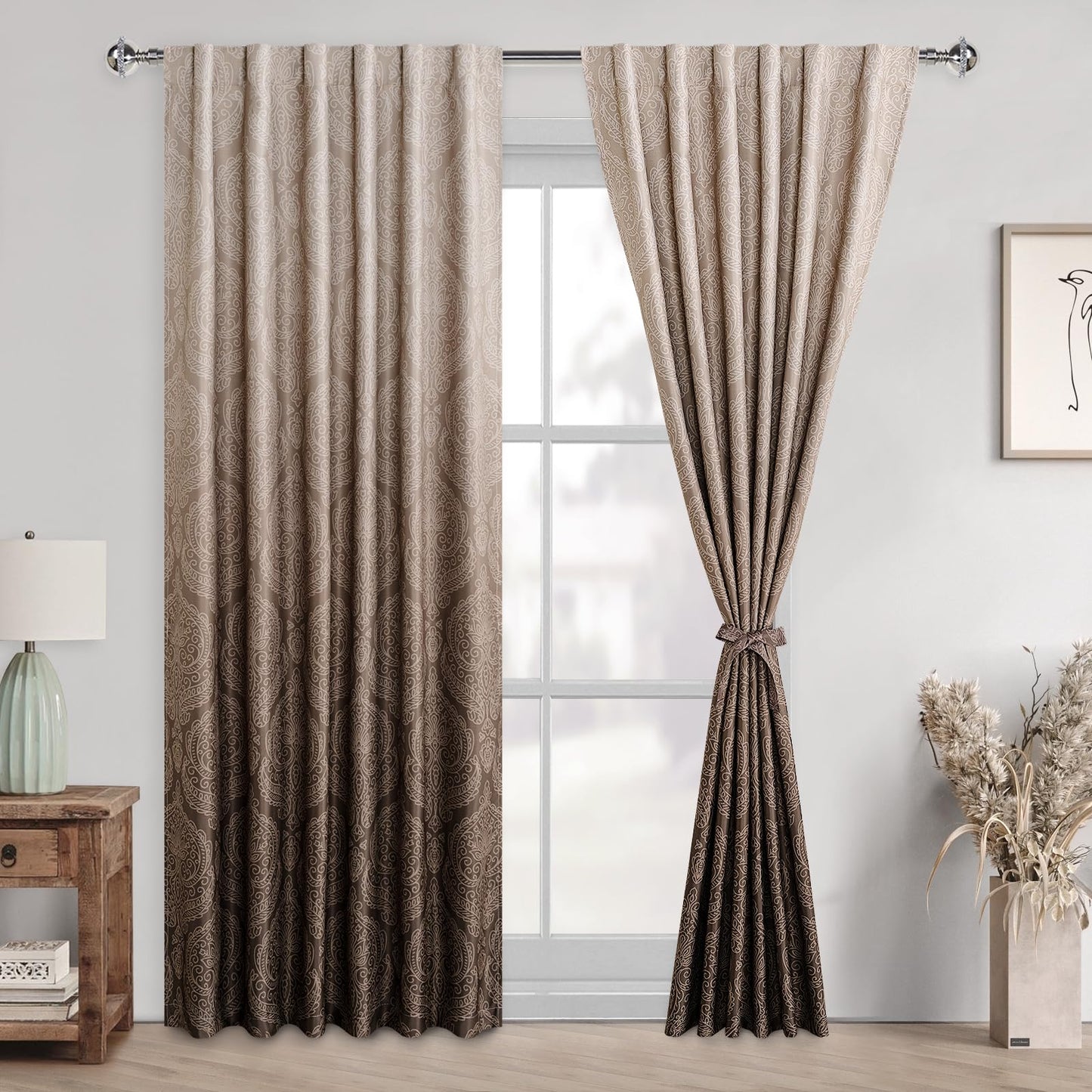 DWCN Ombre Blackout Curtains with Tiebacks – Set of 2 Panels