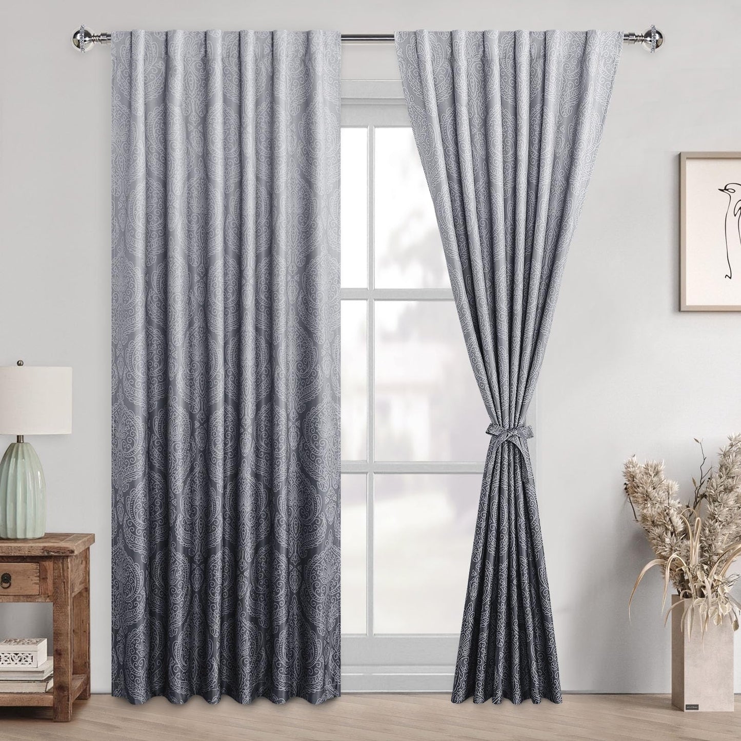 DWCN Ombre Blackout Curtains with Tiebacks – Set of 2 Panels